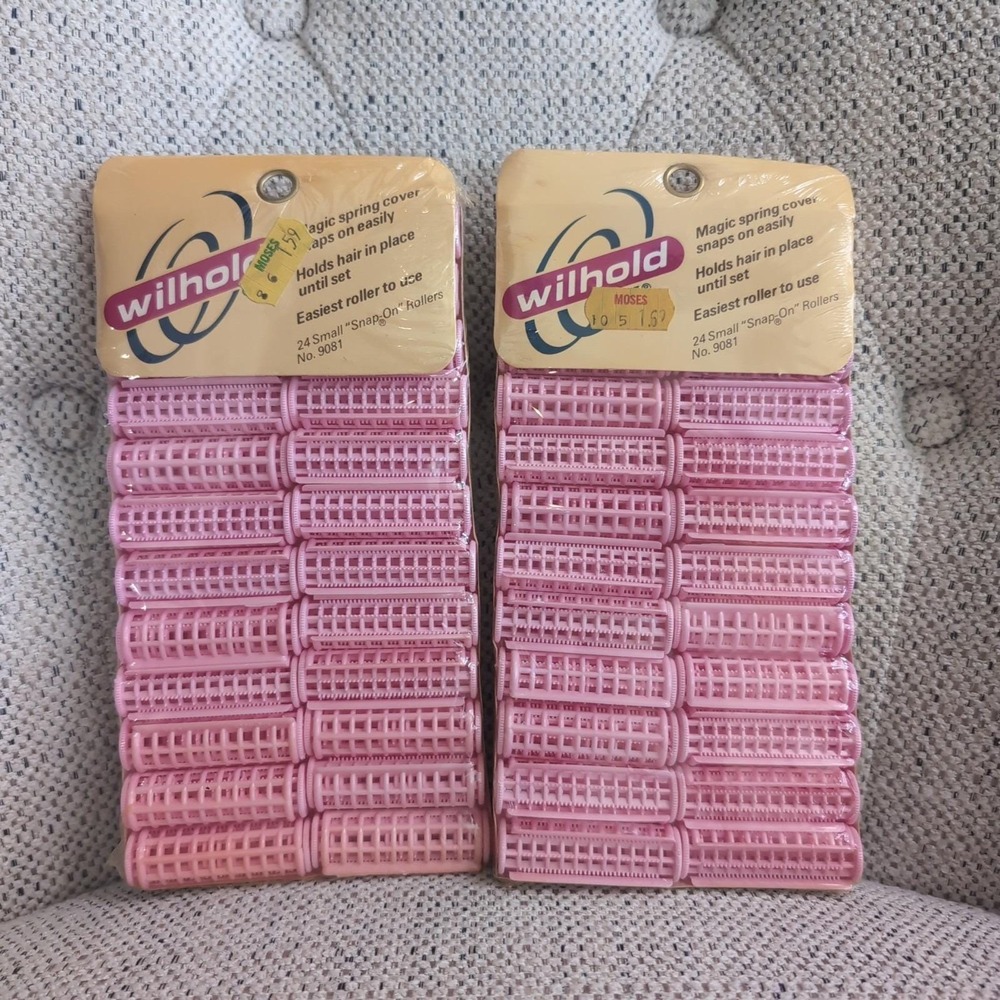 Vintage New Goody Small Snap-Over Rollers in Pink -  Two 20 Packs #9574/3  NOS